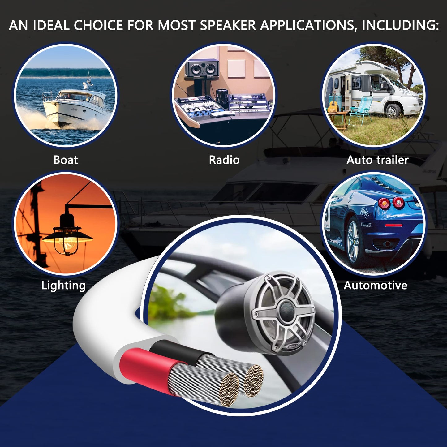 16 Gauge Duplex Marine Wire Tinned Copper Boat Cable, 50ft 16 AWG Standard USA OFC Oxygen Free Copper Wire for Outdoors/Automotive/Boat/Speakers/Solar/RV/Camper/Trailer
