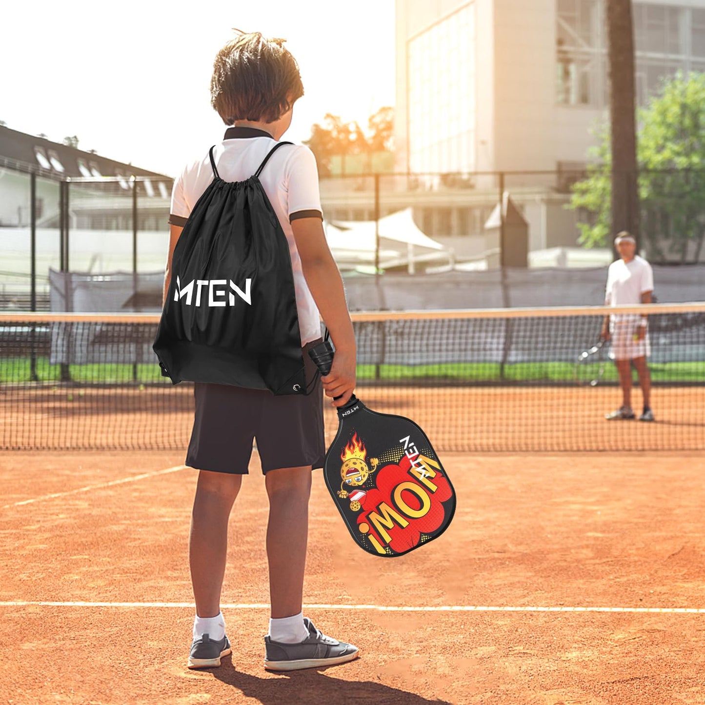 MTEN Pickleball Paddle for Kids, Fiberglass Surface Pickleball Padlles Set of 2,Child Size for Children 12 and Above, Pickleball Paddle & Drawstring Bag （Wow）