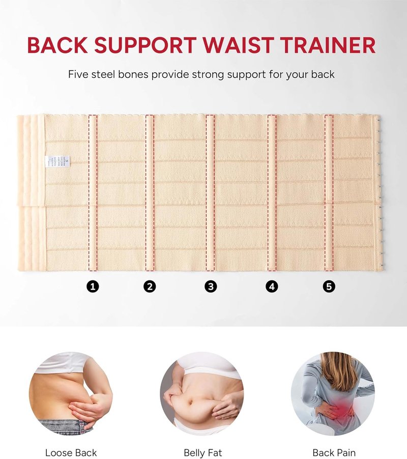 Nebility Waist Trainer for Women - Tummy Control Corset Shapewear Girdle for Workout | Adjustable Size