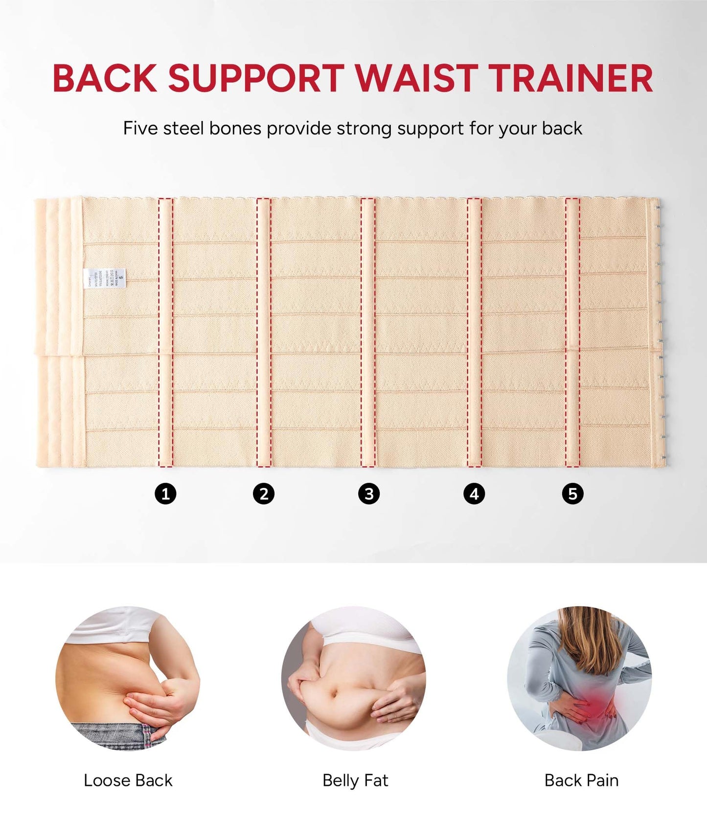 Nebility Waist Trainer for Women Corset Shapewear Tummy Control Segmented Waist Cincher Workout Girdle(Black, XXXL)
