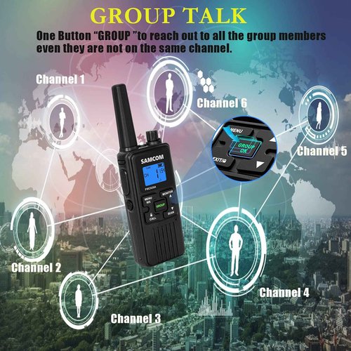 SAMCOM FRS Two Way Radios Rechargeable Walkie Talkies for Adults, 2 Way Radios Long Range 22 Channels VOX Hands Free Emergency Group Call,Portable 1250mAh with USB Charger/NOAA/Flashlight (2 Pack)