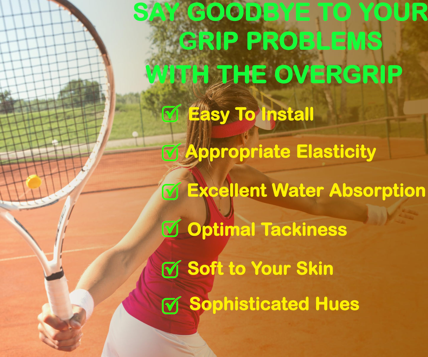 Tennis Racket Grip 6 Pack, Precut Anti Slip Tennis Overgrips Tape with Dry Feel, Sweat Absorption, Comfortable Handle Overgrip Grip Wrap for Tennis/Badminton/Pickleball