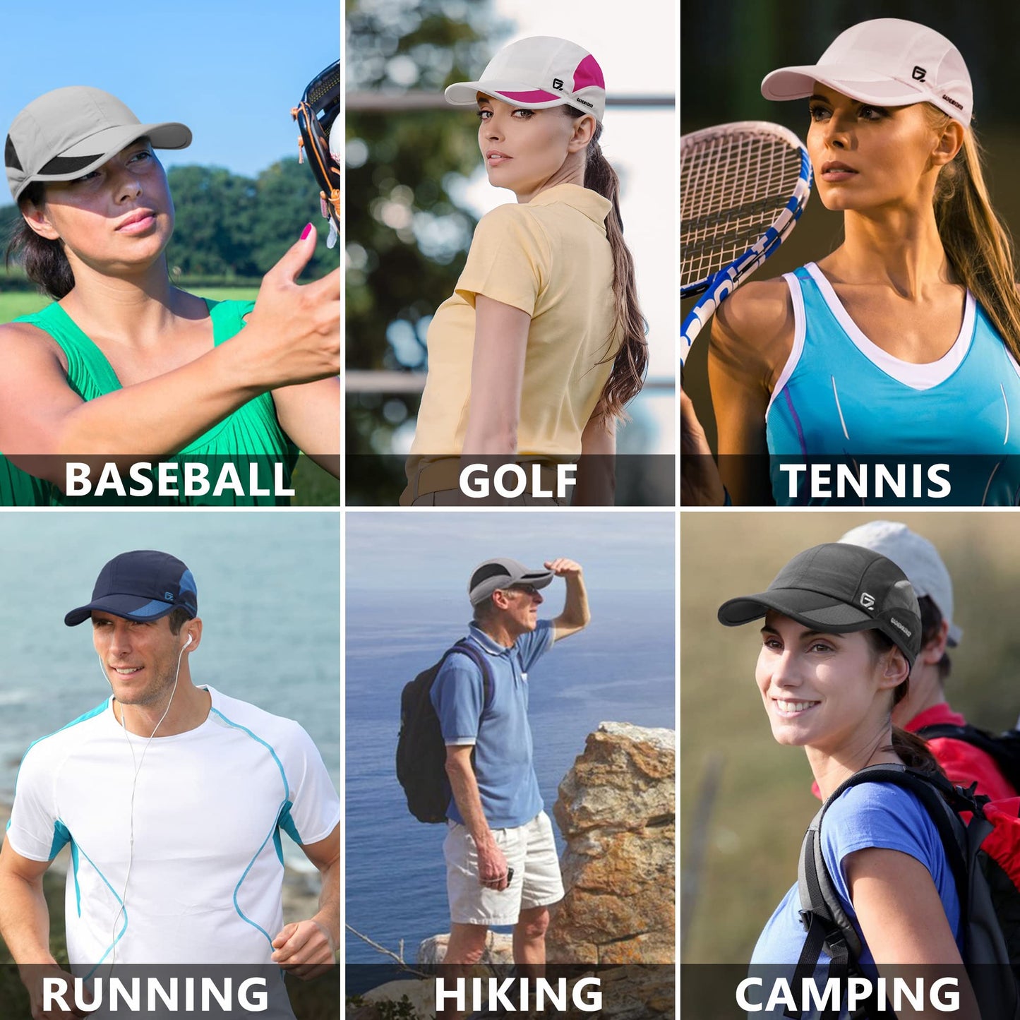 GADIEMKENSD Outdoor Running Hat Men's Cooling UPF50+ Womens Baseball Cap Sport Mesh Sun Hat Trucker Dad Hats Quick Dry Breathable Unstructured for Summer Camping Fishing Hiking Improved Black L