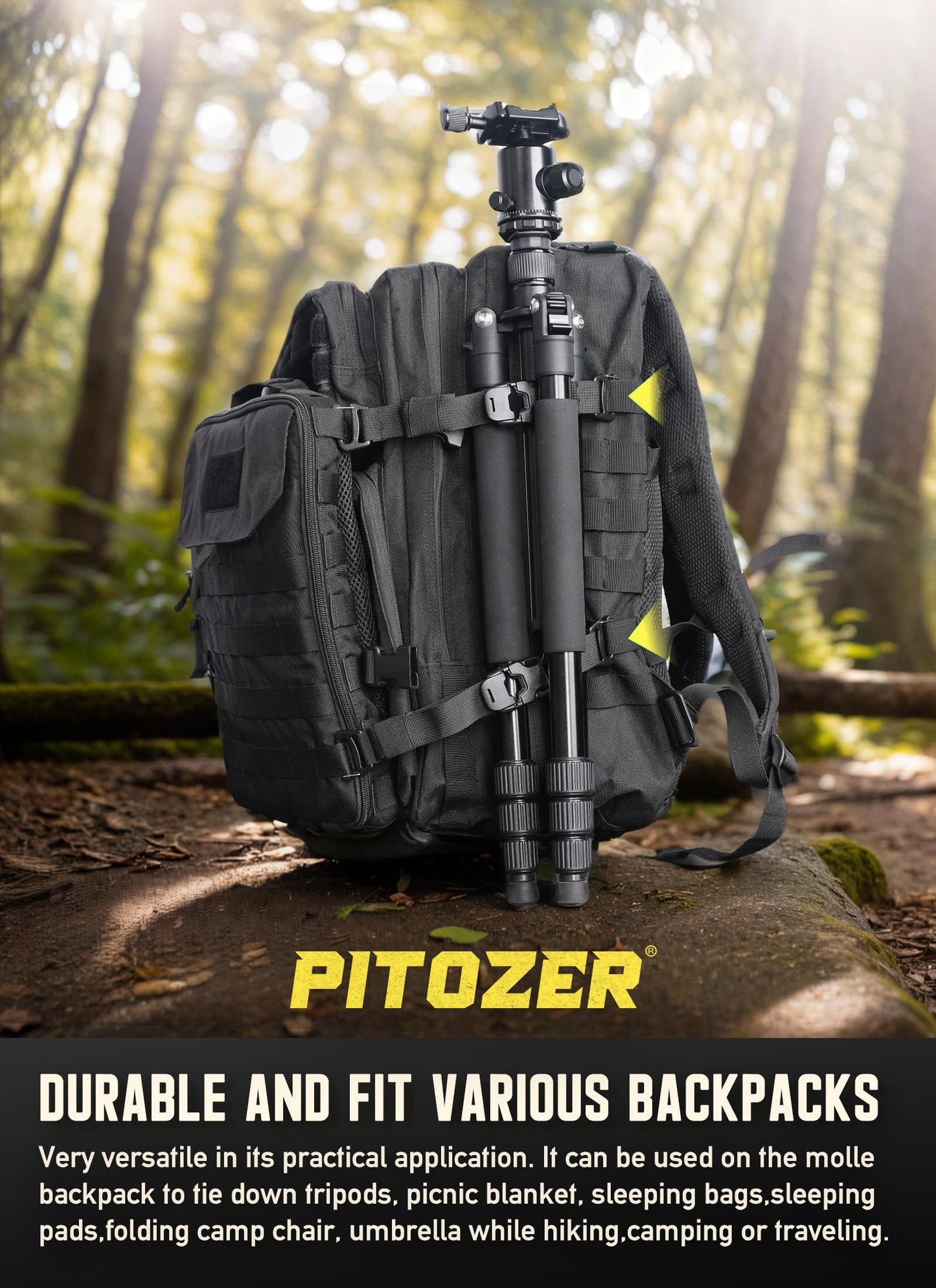 Pitozer Molle Attachment Strap for Tactical Military backpack 24"Adjustable