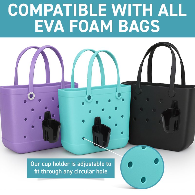 Tributary Brands Cup Holder for Bogg Bag and EVA Beach Bags - Compatible with Most EVA Beach Bags with Circular Hole- Bogg Bag Accessories