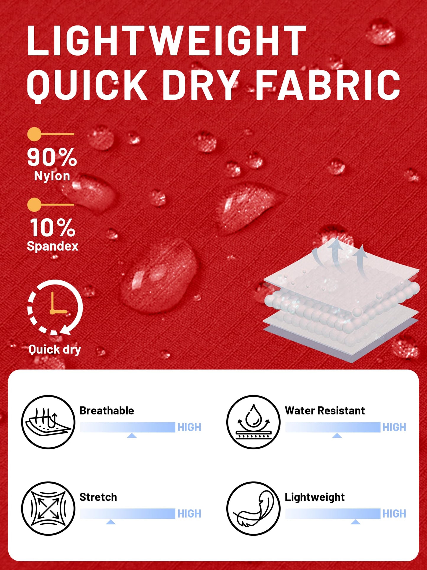 TACVASEN Mens Cargo Shorts Casual Dress Hiking Shorts Quick Dry Outdoor Waterproof Lightweight Tactical Work Fishing Travel Summer Red 32