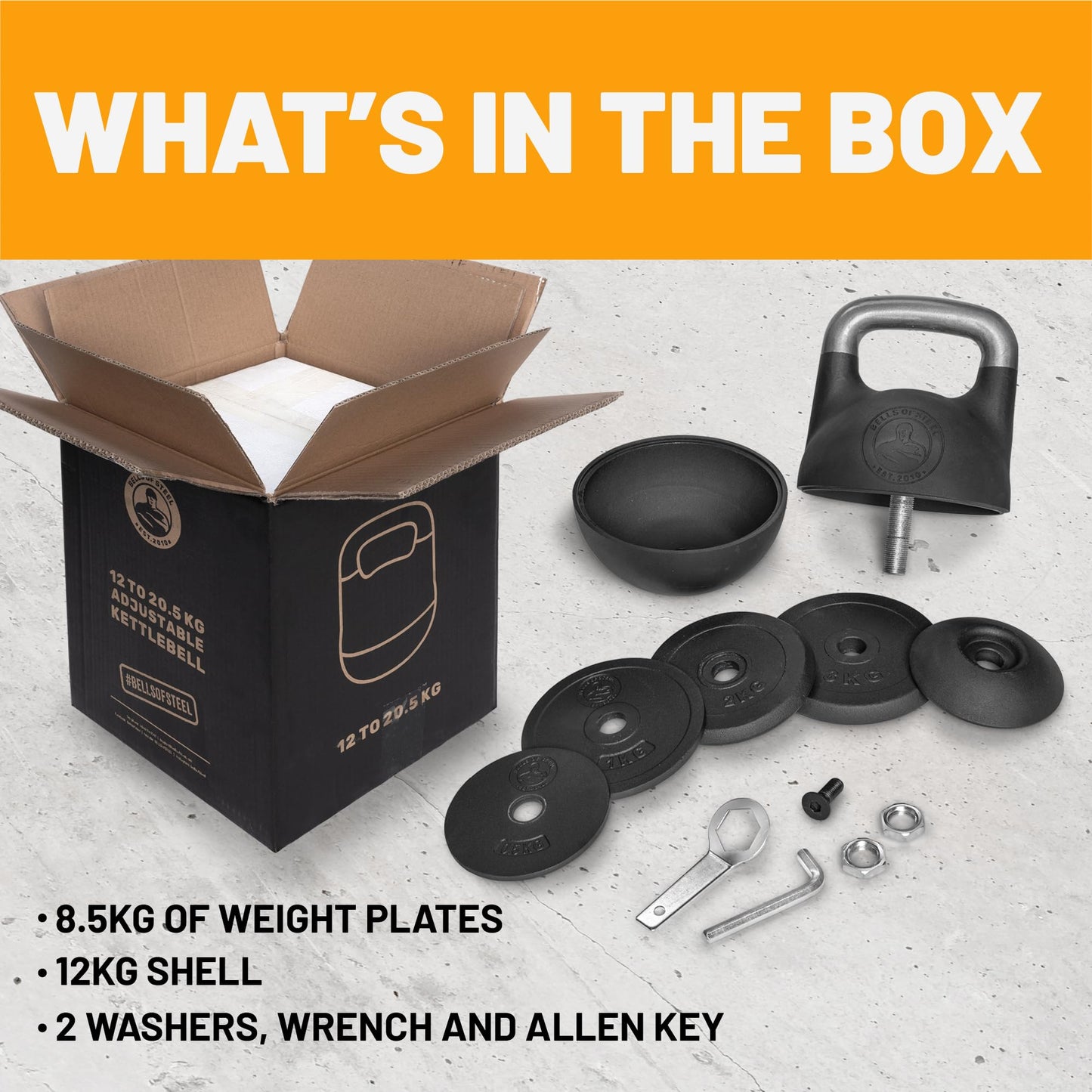 Adjustable Kettlebell Set [Bells of Steel] Kettle Bell Weight Set, Steel Shell, Internally-Loaded for Full Body Workouts, Competition Standard 35mm Handle