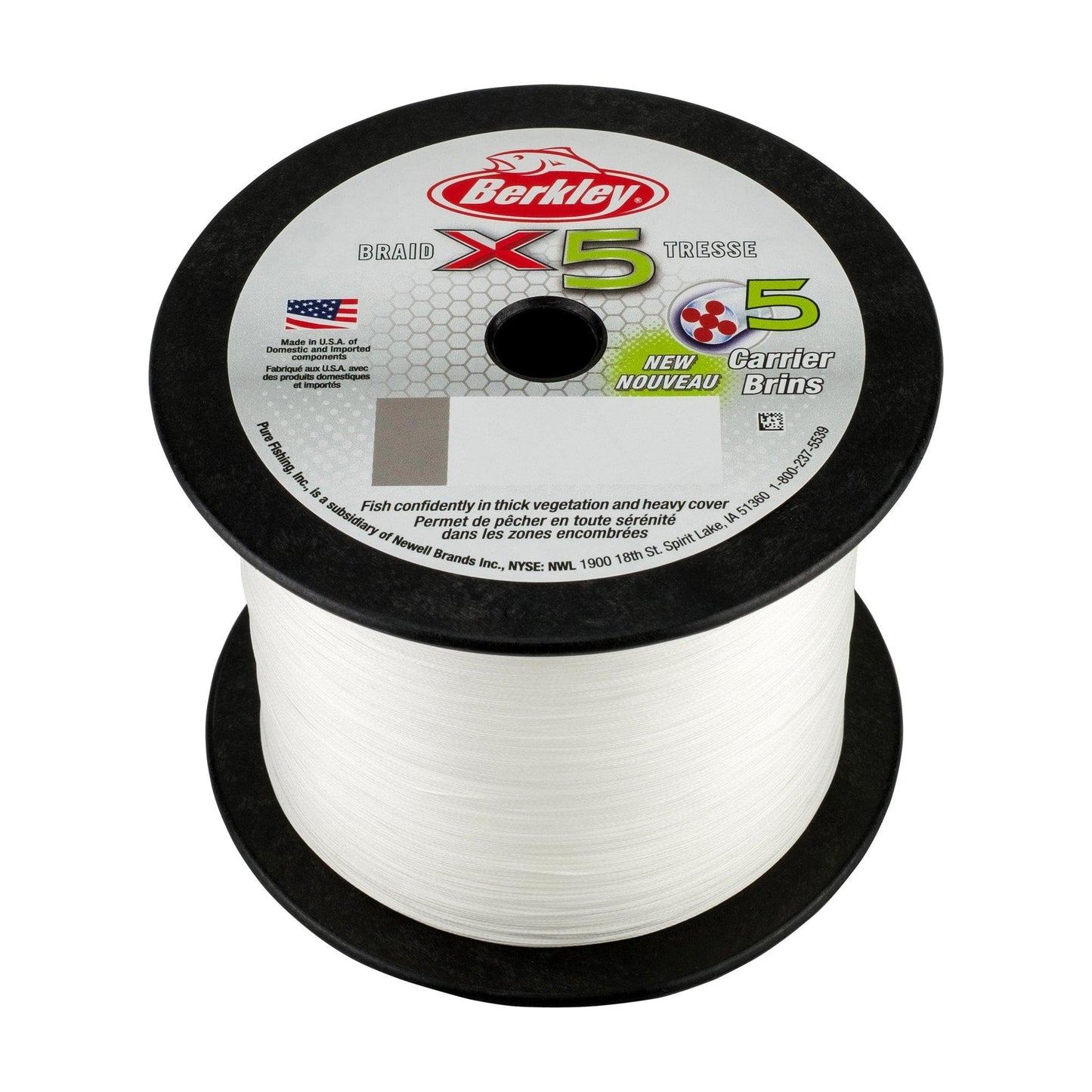 Berkley x5 Braid Superline, Crystal, 8-Pound Break Strength, 328yd Fishing Line, Suitable for Freshwater and Saltwater Environments