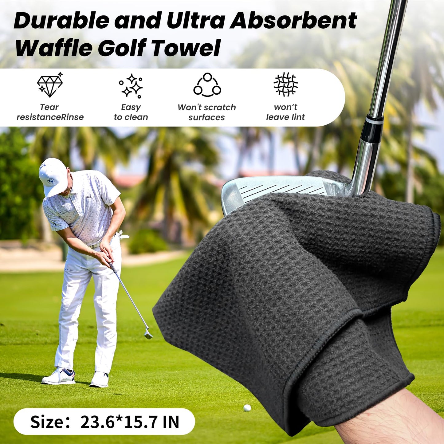 BAPOTH 5-in-1 Golf Accessories for Men,5 oz Non-Leaking Stretchable Golf Club Cleaner, 23.6 * 15.7 in Golf Towel,3 Patterns Golf Ball Marker Set,Golf Divot Tool with Magnetic Marker,with Gift Box