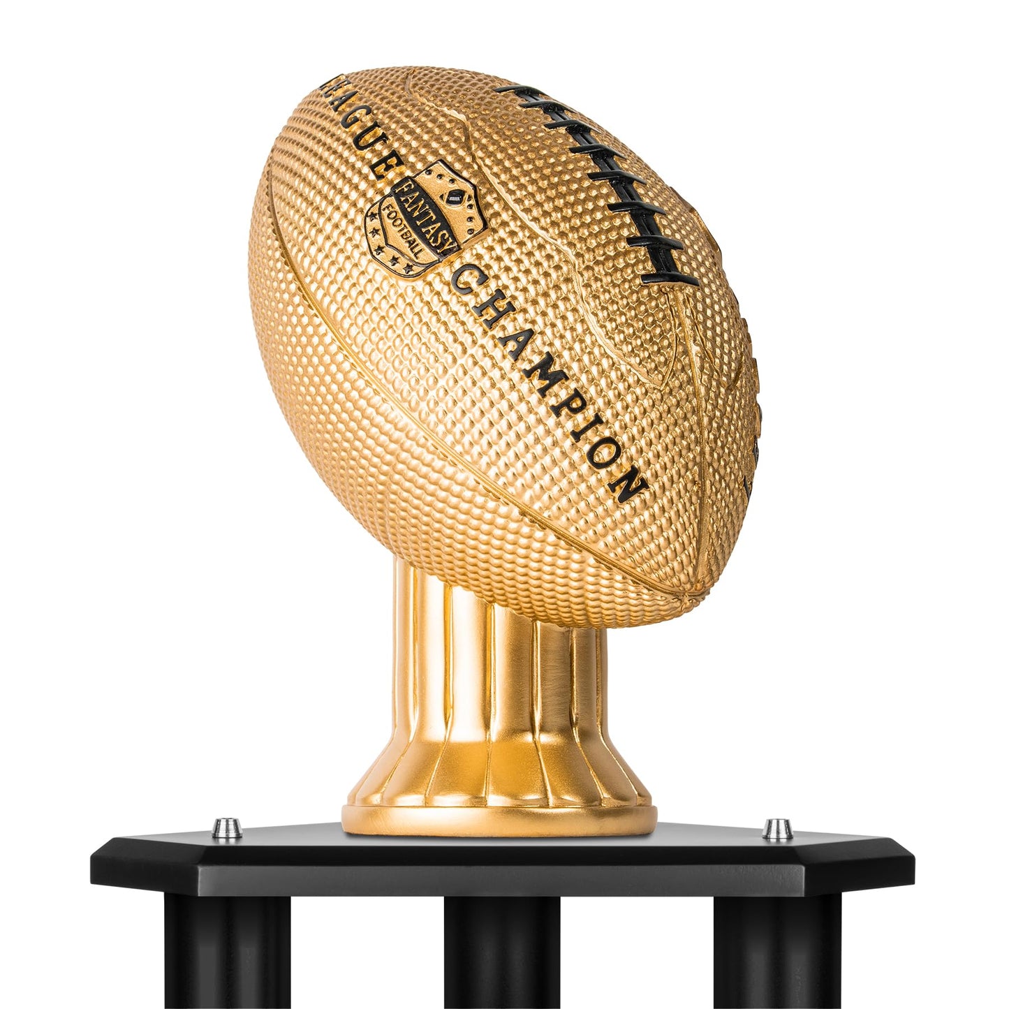 TrophySmack Perpetual Fantasy Football Trophy - Customizable Championship Trophy Award Winner | Free Engraving up to 19 Years Past Winners, 56 Inch Tall (Black Gold)