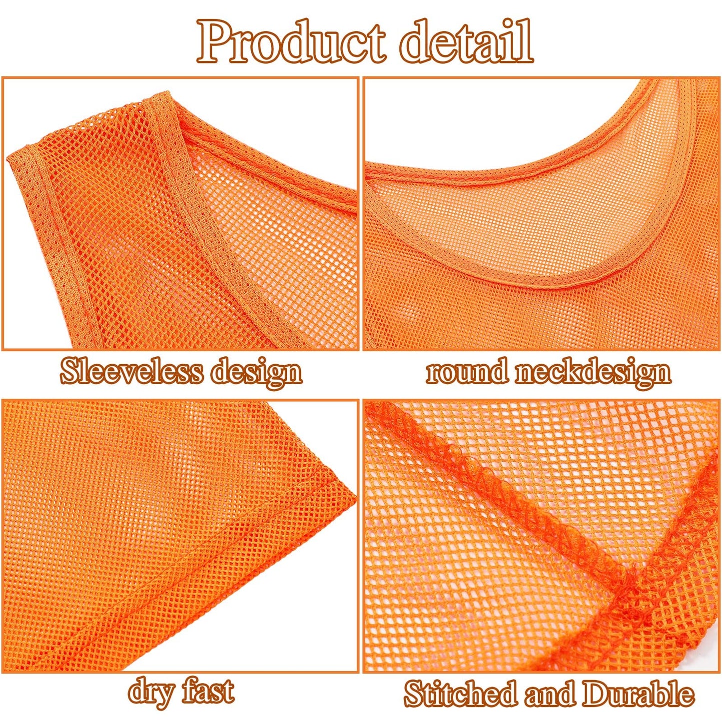Sintege 12 Pcs Soccer Pinnies Pennies Jersey Scrimmage Vest Sports Practice Jersey Mesh Basketball Vest for Youth Adult Kids(Medium,Green, Orange)