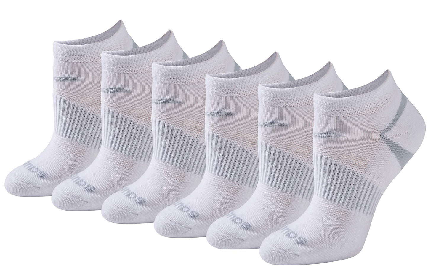 Saucony Women's RunDry Performance Selective Cushion Socks, Available in S-L (6, 12 Pairs ), White Basic (6 Pairs), Medium