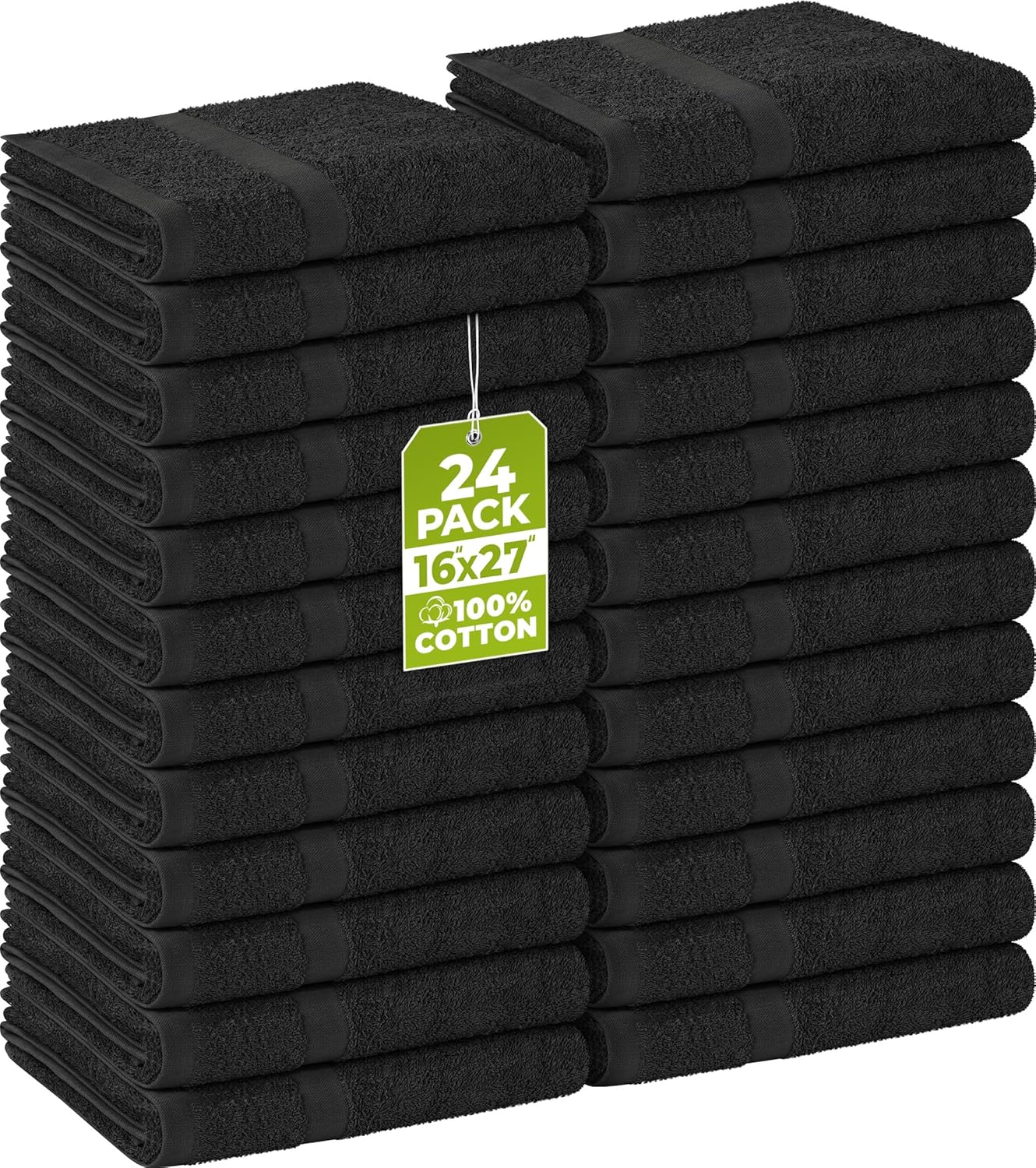 Utopia Towels - Highly Absorbent Cotton Salon Towels | Pack of 24, 16" x 27", Black