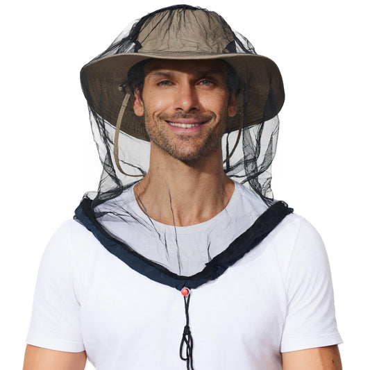 G GIEPHT Mosquito Head Net Mesh for Outdoors,Bug Net for Head Hiking,Hats with Netting for Men Women,Insect Shield Face Mask Cover Hunting,Black Fly Head Net Midge No See Um Gnat for Adults 2 Pack