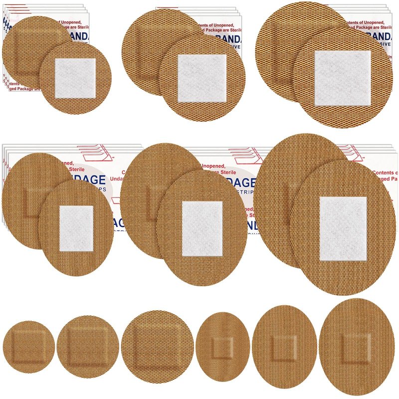 Geiserailie 120 Pcs Small Round Bandage Circle Oval Bandages for Face Fabric Adhesive Flexible Breathable Bandages Fabric for Small Wound Protection Care, 6 Sizes, 7/8'', 1'', 1.4'', 1.5 x 1.75''