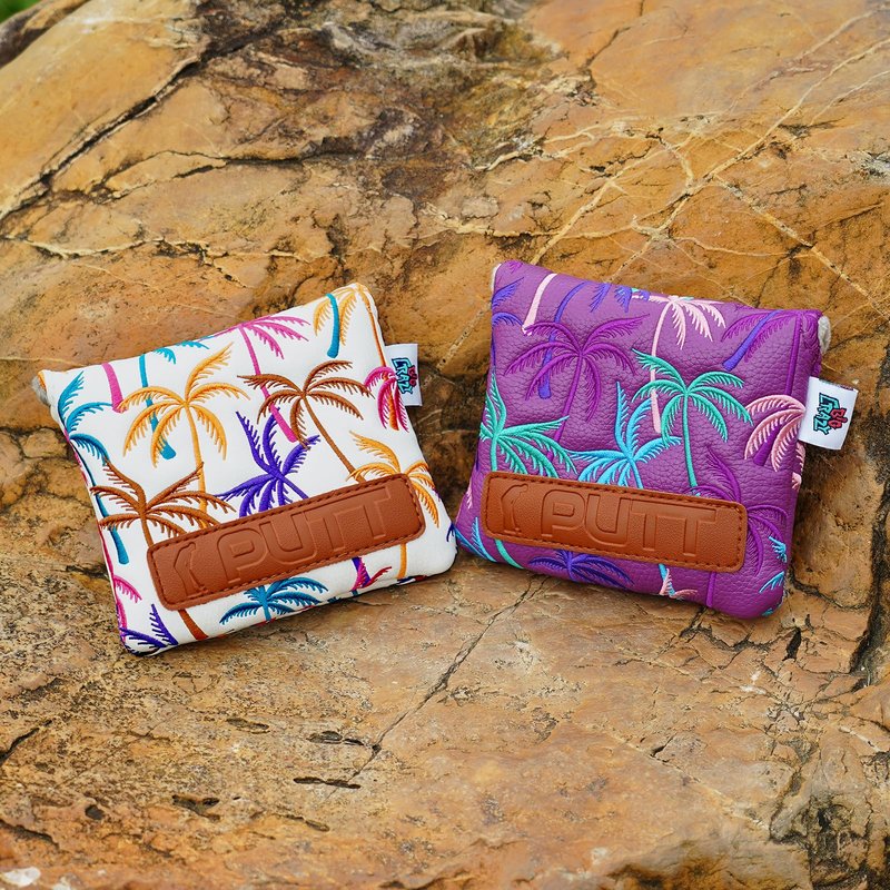 Big Crazy Putter Cover with Strong Magnetic Closure - Square Mallet Putter Cover - Waterproof PU Leather - Golf Head Covers - Coconut Tree Funny Design