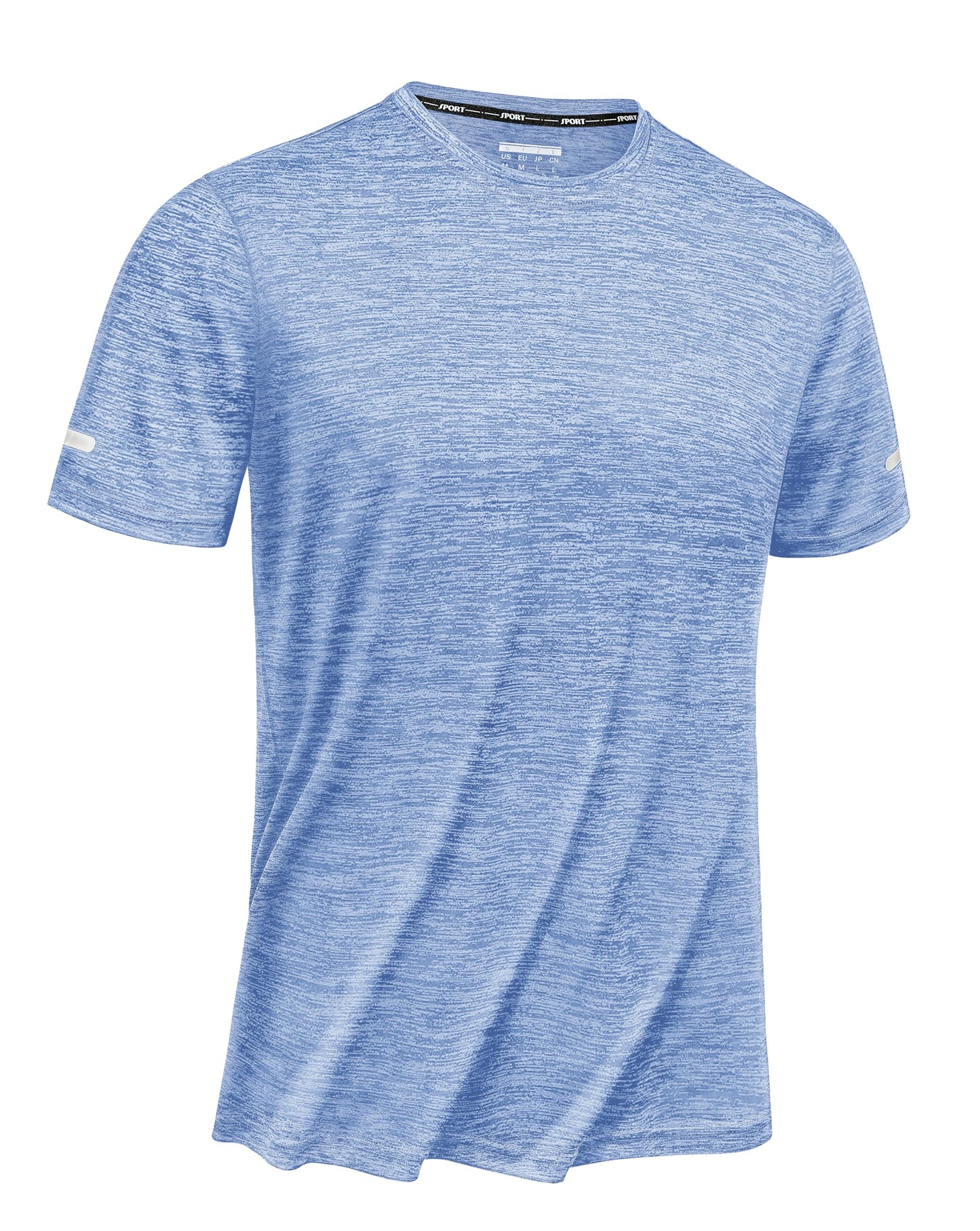 TACVASEN Workout Shirts for Men Short Sleeve Running Gym Athletic Dry Fit Shirts for Men Quick Dry Moisture Wicking Shirts for Men Light Blue