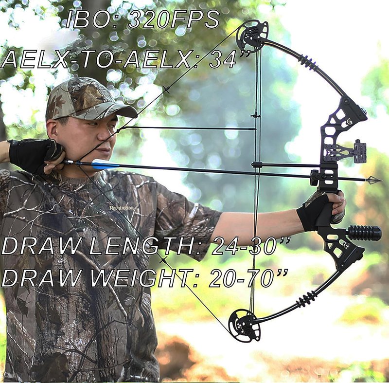 Archery Compound Bow Set 20-70 LBS - Adjustable Draw Length 24-30" | High-Speed Hunting Bow with Accessories