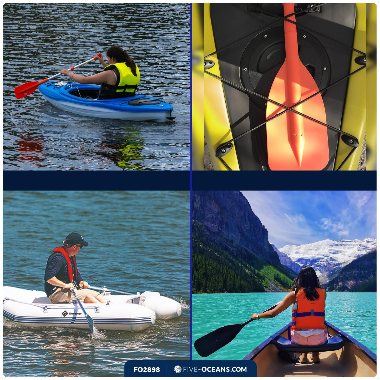 Five Oceans Boat Paddle, Emergency Paddle -Telescoping Paddle, Boat Paddles, Floating Orange Paddle, Extends from 21" to 42", Compact Design for Easy Storage, Strong Anodized Aluminum Shaft - FO2898
