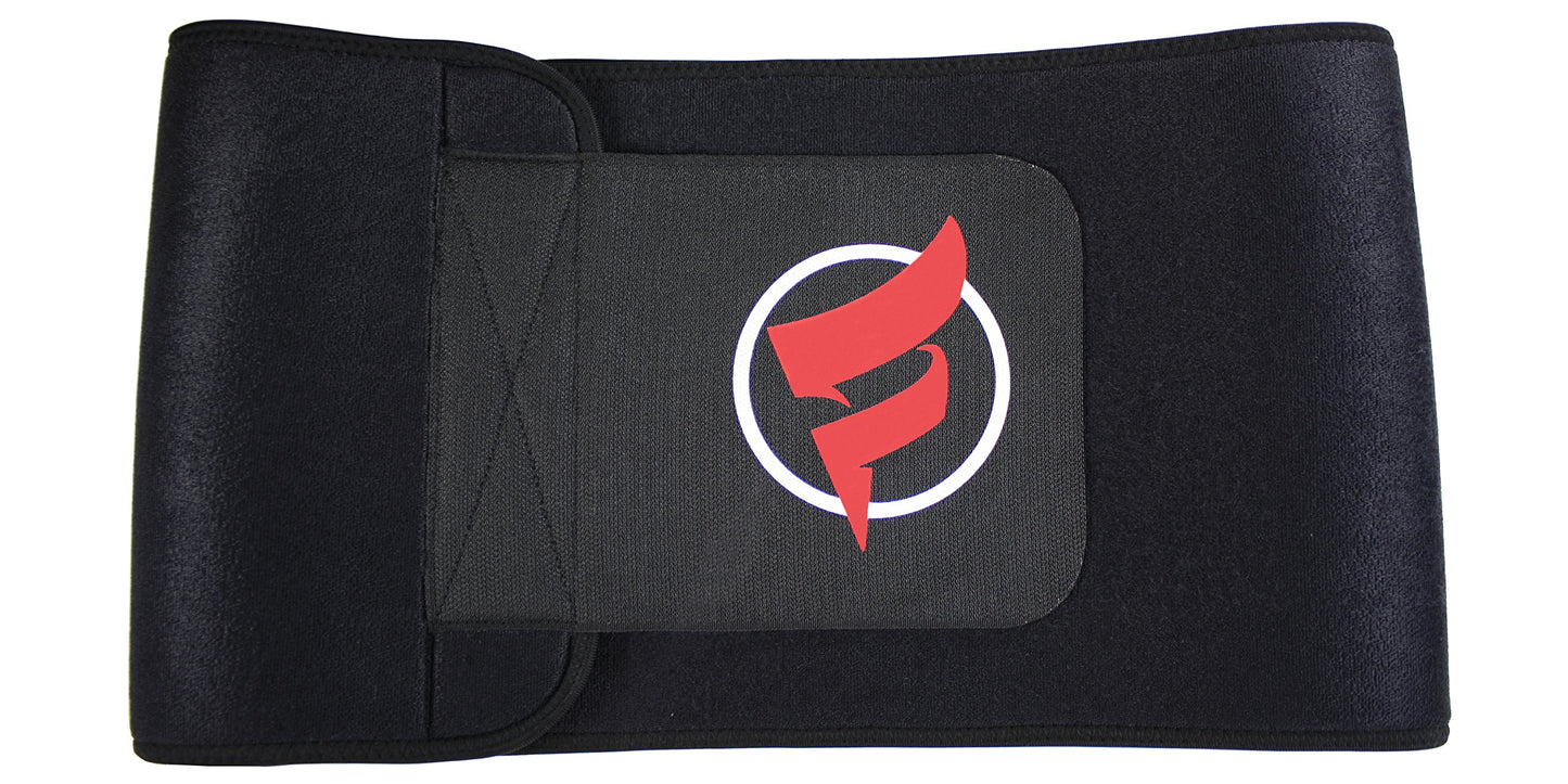 Fitru Waist Trimmer Sauna Ab Belt for Women & Men - Waist Trainer Stomach Wrap Black