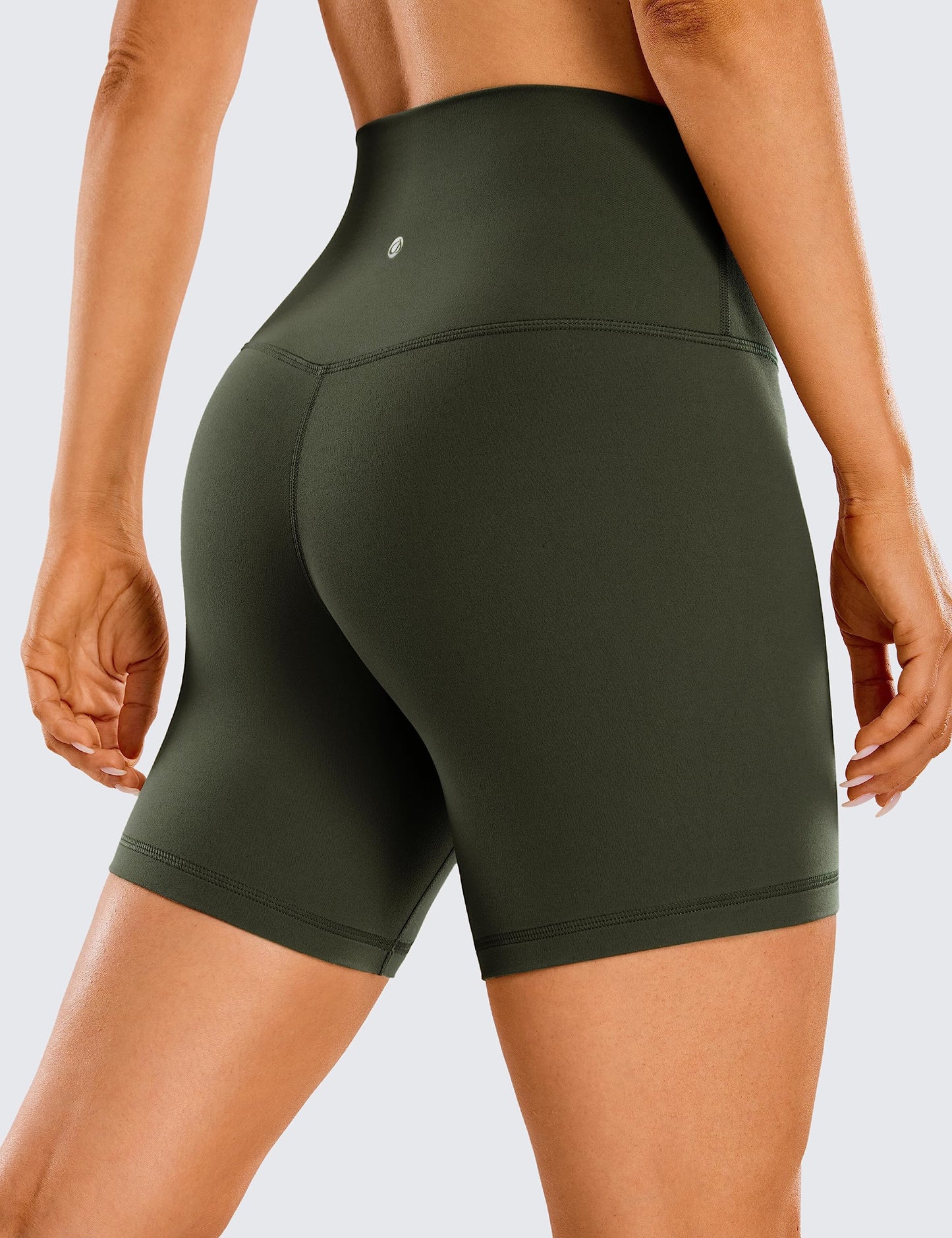 CRZ YOGA ButterLuxe Biker Shorts 6" - High Waisted Workout Running Volleyball Spandex Yoga Womens Olive Green X-Large