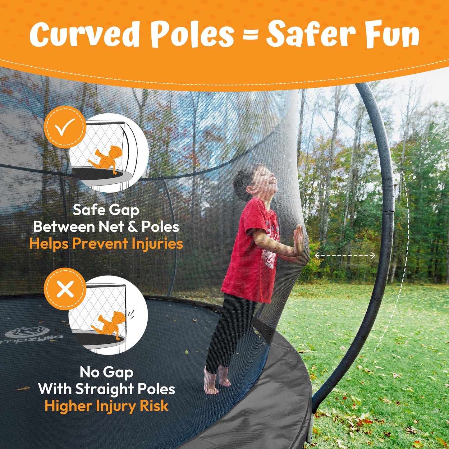 JUMPZYLLA Trampoline Outdoor 8FT 10FT 12FT 14FT 15FT 16FT with Enclosure and Ladder, ASTM Approved Recreational Trampoline for Kids and Adults, Anti-Rust Coated Frame (Yellow, 15FT)