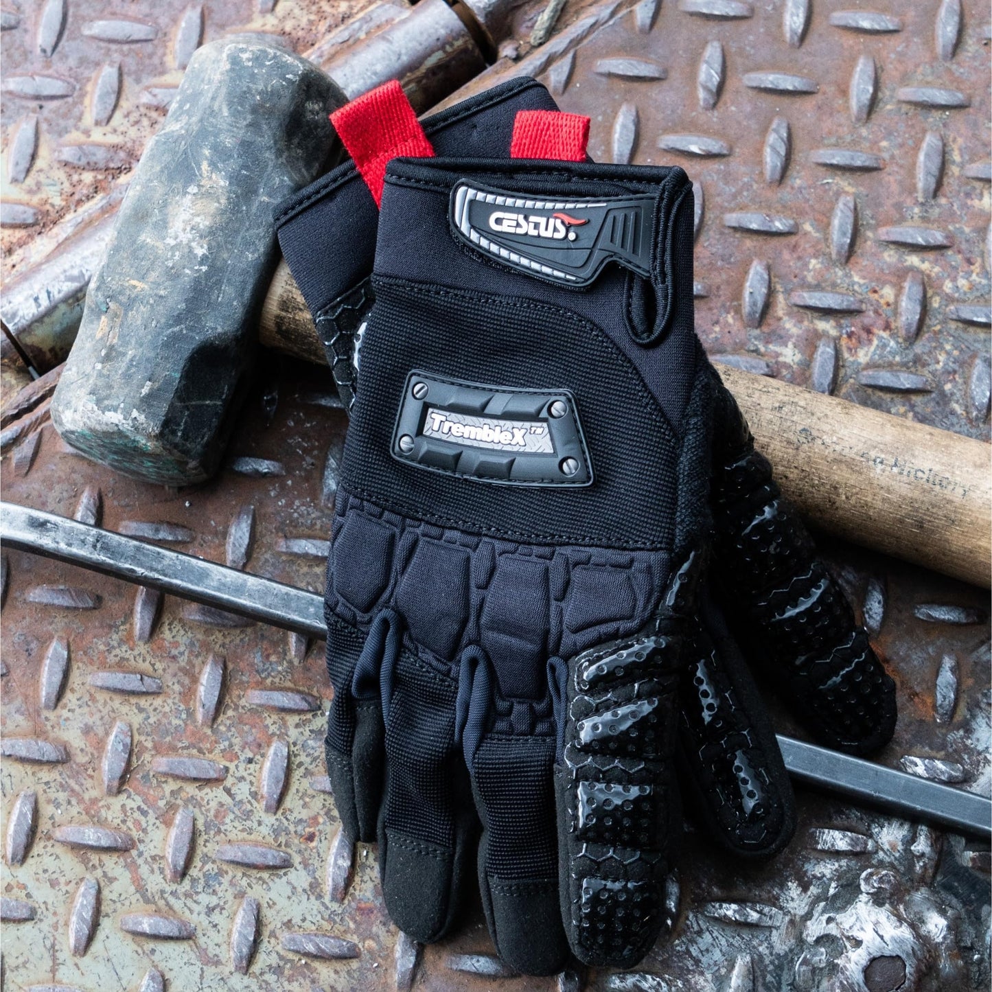Cestus TrembleX, Anti Vibration Gloves, Gel Padded Palm, Work Gloves With Grip (Large)