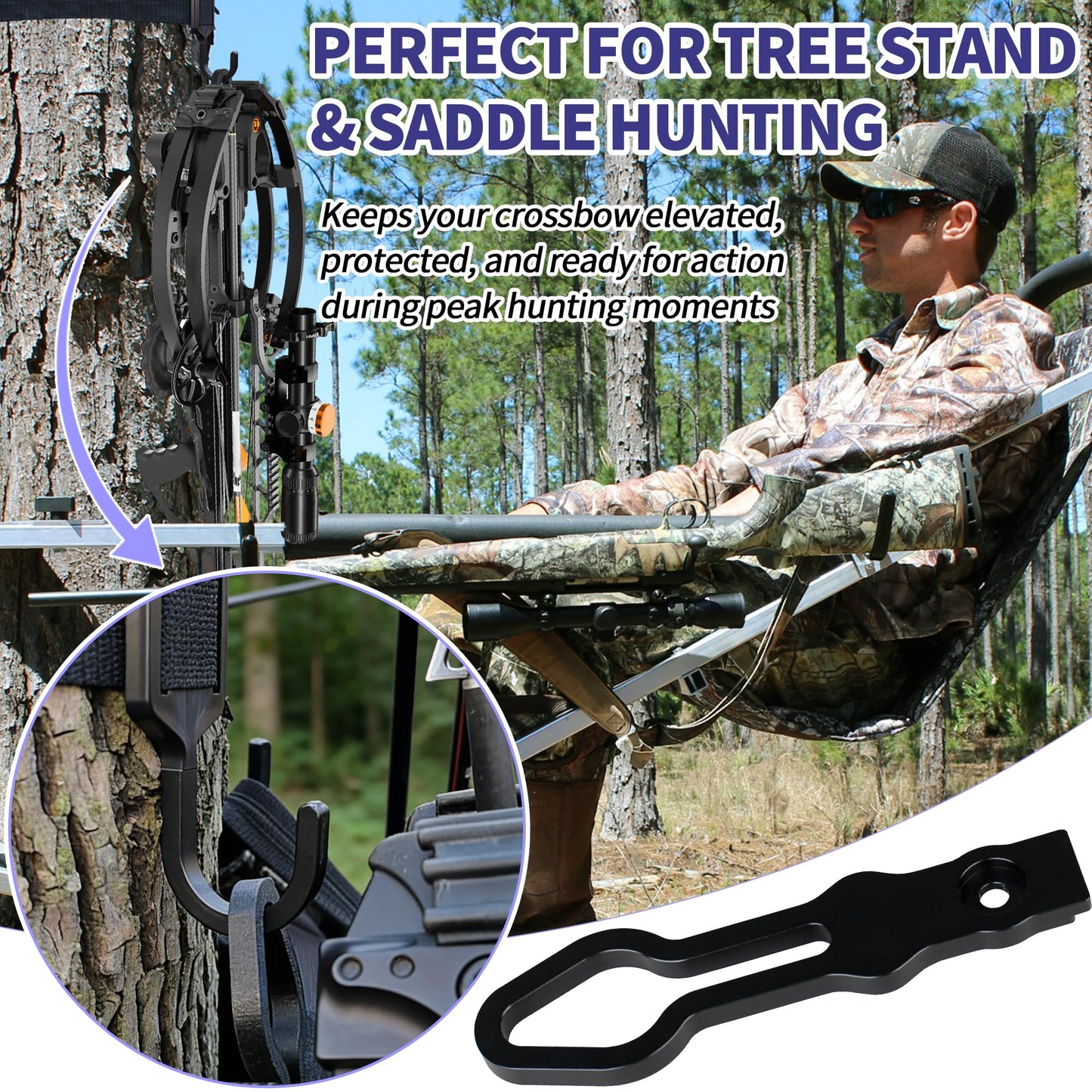 Dinlon Saddle Quiver Holder Crossbow Hanger, Tree Hooker Compatible with All Ravin Crossbows Models(Except R18), Crossbow Holder for Tree Stand Fit for Ravin Accessories, Hunting Crossbow Accessories
