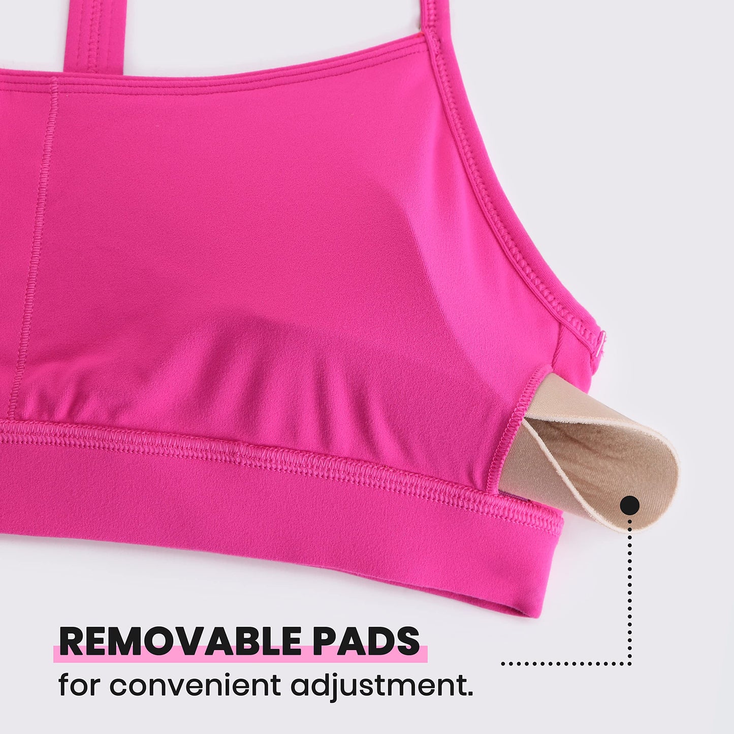 CRZ YOGA Butterluxe Y Back Sports Bras for Women - Padded Racerback Low Impact Spaghetti Thin Strap Workout Yoga Top Hibiscus Purple Large
