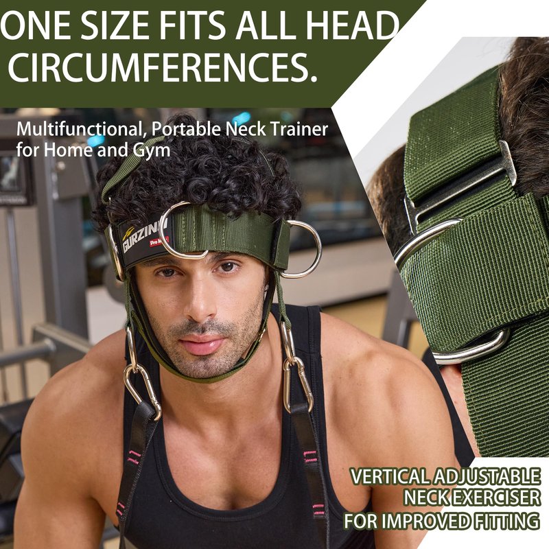 【GurZinn】 Neck Harness Trainer - Adjustable 40" (100cm) Heavy Duty Rope & Neoprene Padding | Improve Neck Strength & Reduce Neck Pain | Gym & Home Use