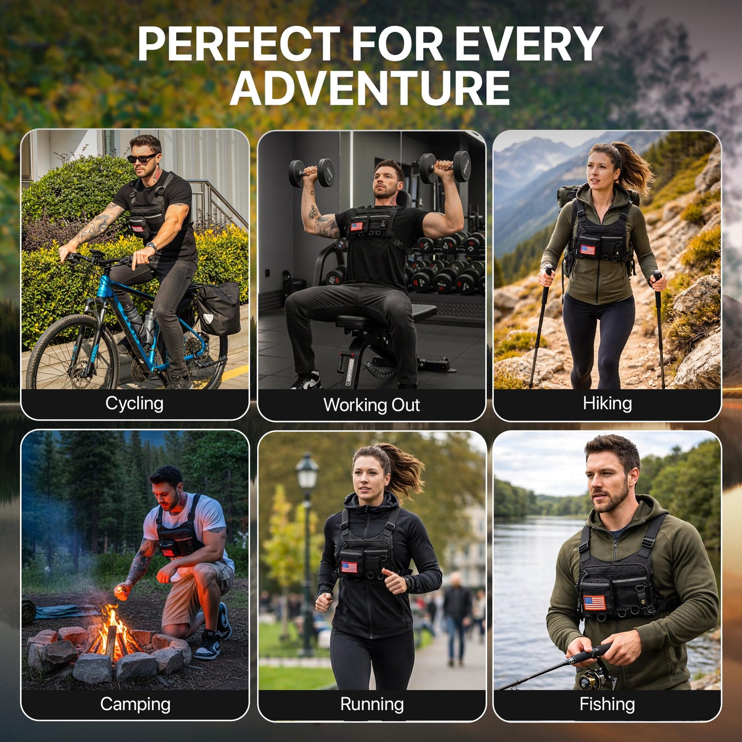 Tekunari Running Chest Pack for Men & Women with Gun Holster, Tactical Chest Rig & Running Bag, Concealed Carry Chest Bag & Chest Pack, RFID Blocking EDC for Hiking & Outdoor Sports