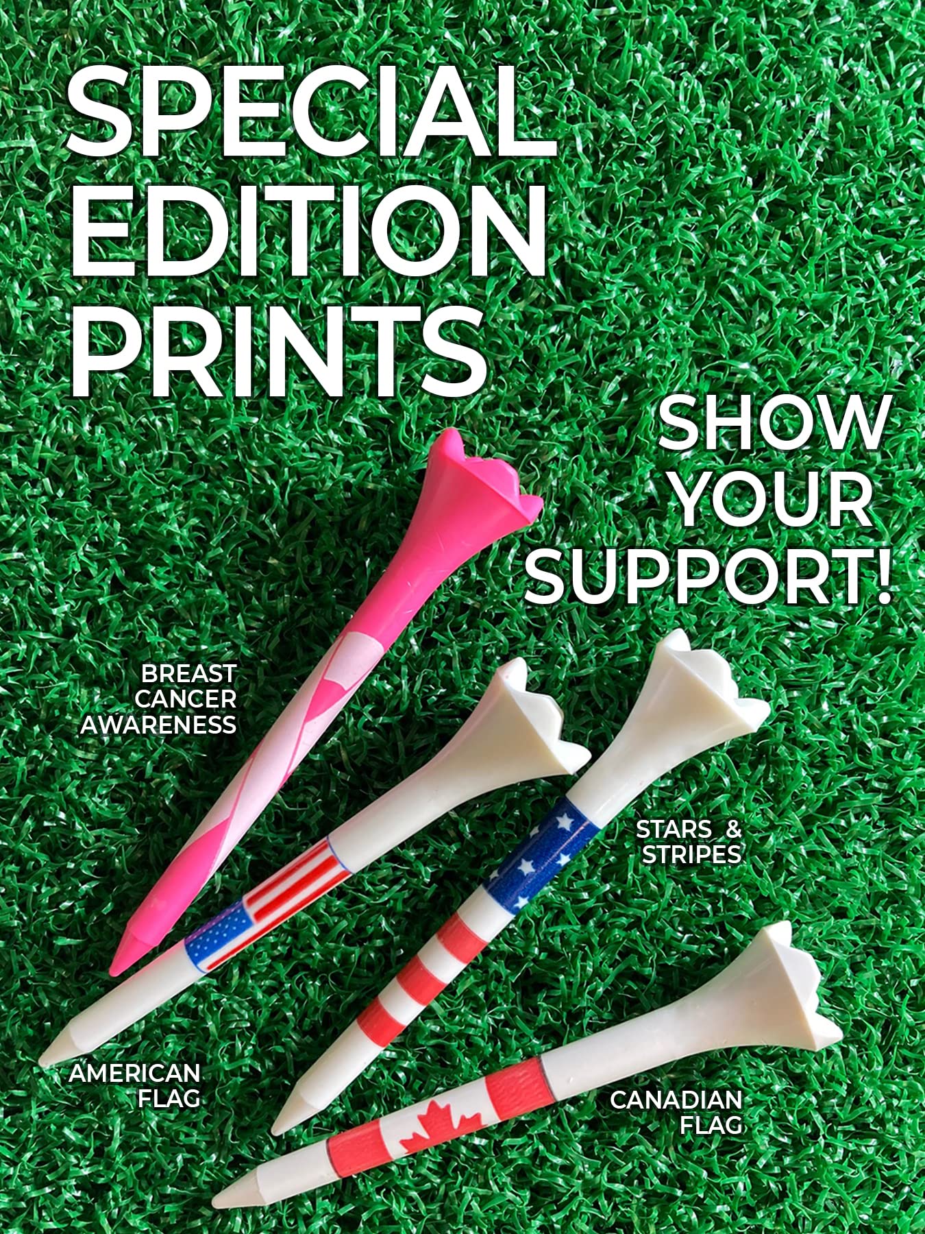 Pride Golf Tee Performance Plastic Golf Tees - Stars & Stripes - 100 Count, 3-1/4 Inch - Less Friction and Longer Drives - Made in the USA