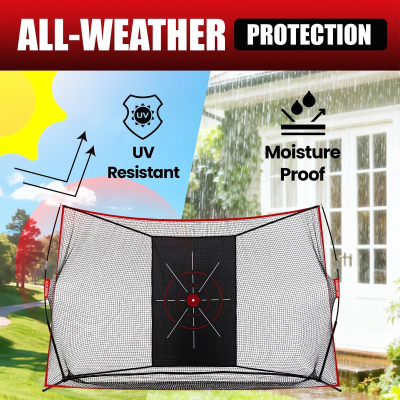 FRANKTECH Golf Net, 10x7ft Heavy Duty Practice Hitting Net for Indoor & Outdoor Backyard Driving, Includes Target, Carry Bag, Balls, Ideal Golf Gifts for Men, Dad, Him