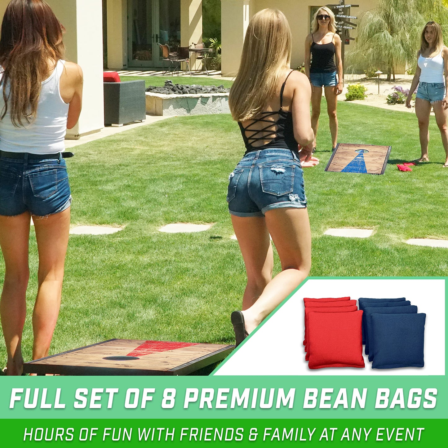 GoSports 3 x 2 ft Rustic Design Cornhole Game Set - Includes Two 3 x 2 ft Boards, 8 Bean Bags, and Carry Case