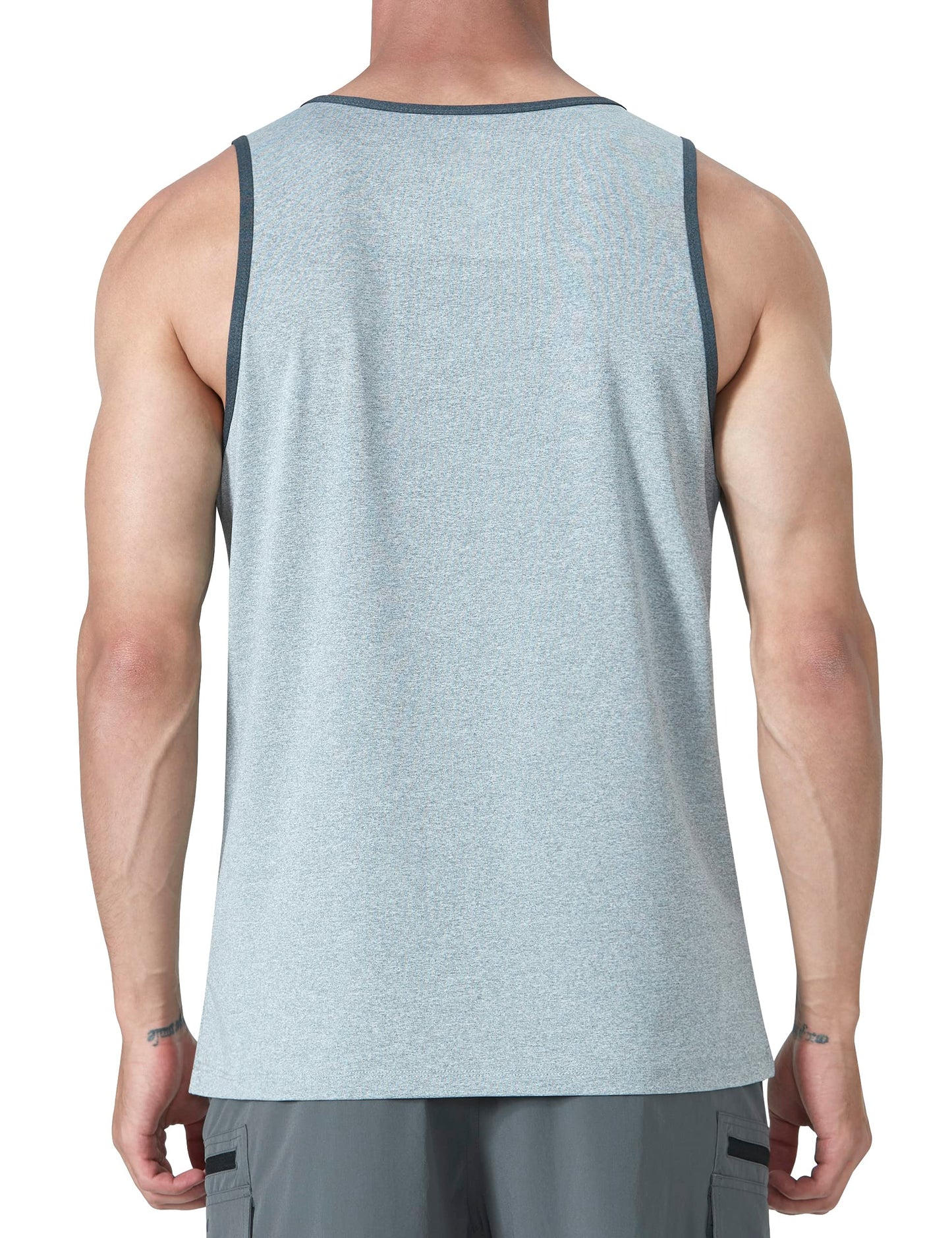 KPSUN Men's Quick Dry Tank Tops Athletic Workout Gym Bodybuilding Fitness Sports Sleeveless Shirts for Beach Running (Light Grey L)