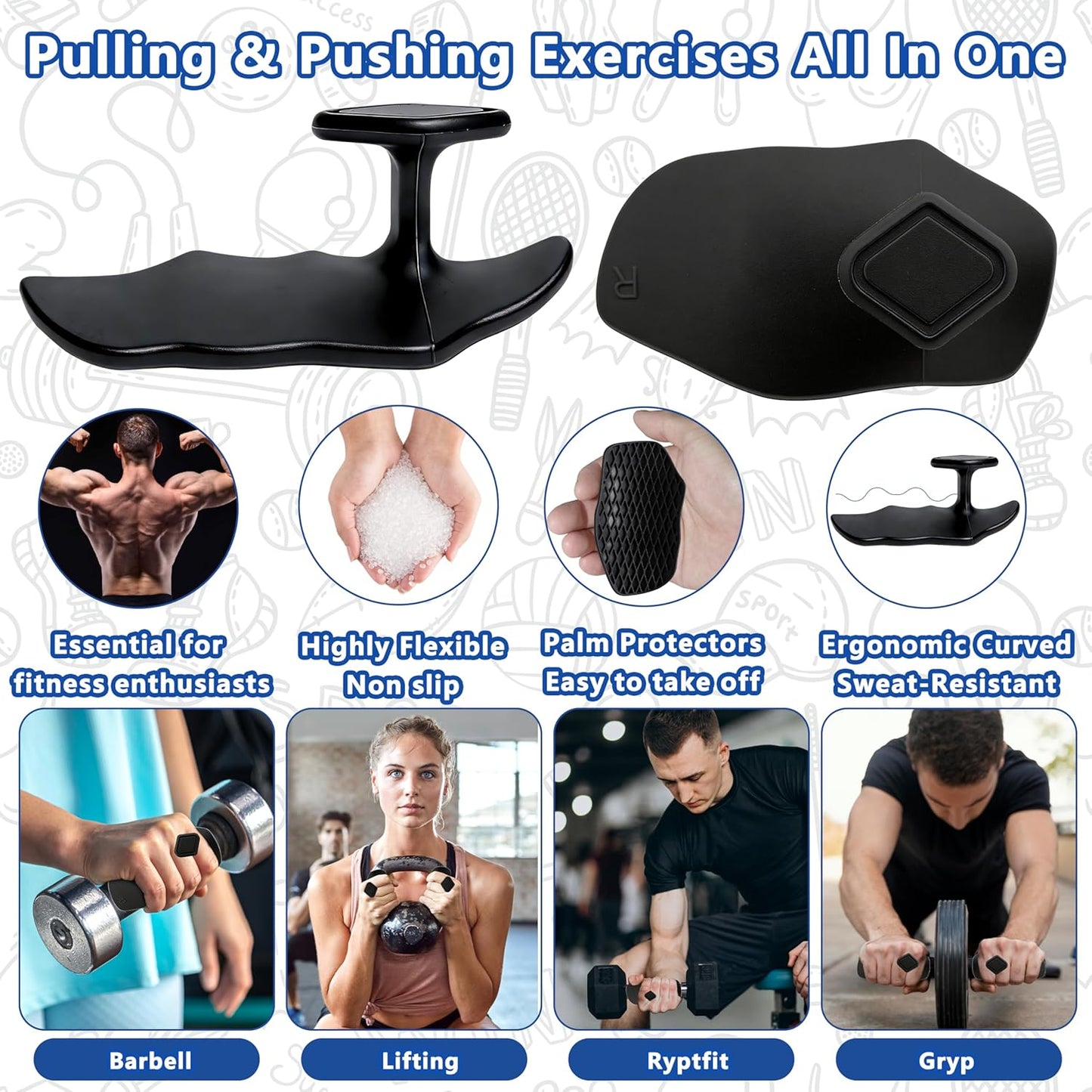 Silicone Workout Grips Kit - Weight Lifting Gloves Alternative | Includes Gym Towel & Storage Case, Palm Protection Pads for Dumbbells & Barbells