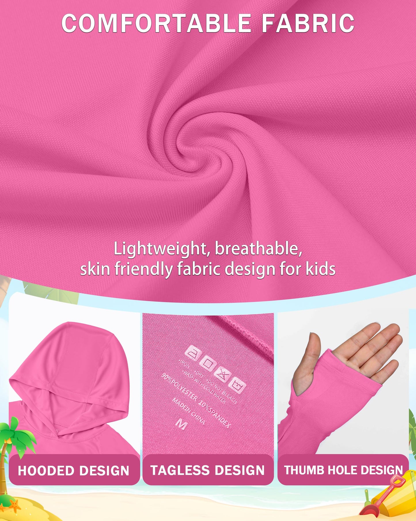 DRONIRING Boys Rash Guard Swim Hoodie, UPF 50+ UV Sun Protection Long Sleeve Fishing Shirt, Kids Youth SPF Water Shirts