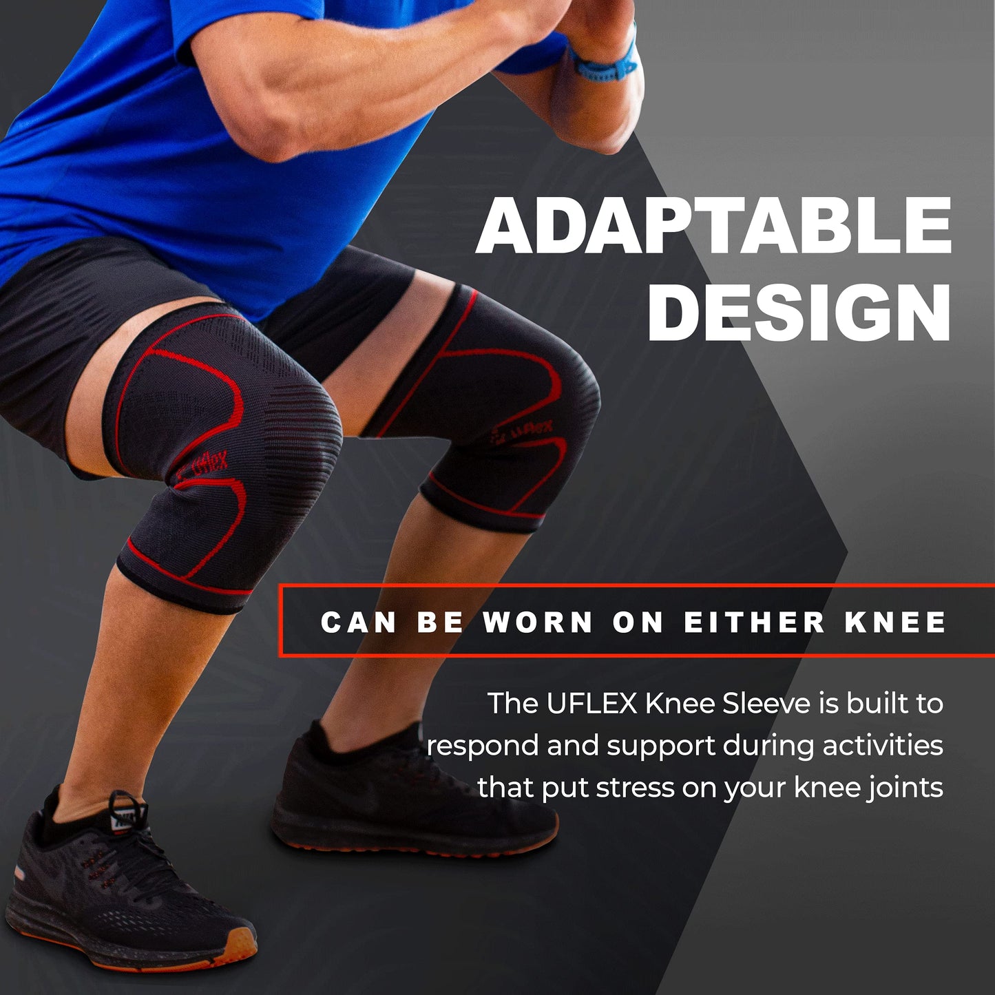 UFlex Athletics Knee Compression Sleeve Support for Women and Men - Knee Brace for Pain Relief, Fitness, Weightlifting, Hiking, Sports - Black, Small