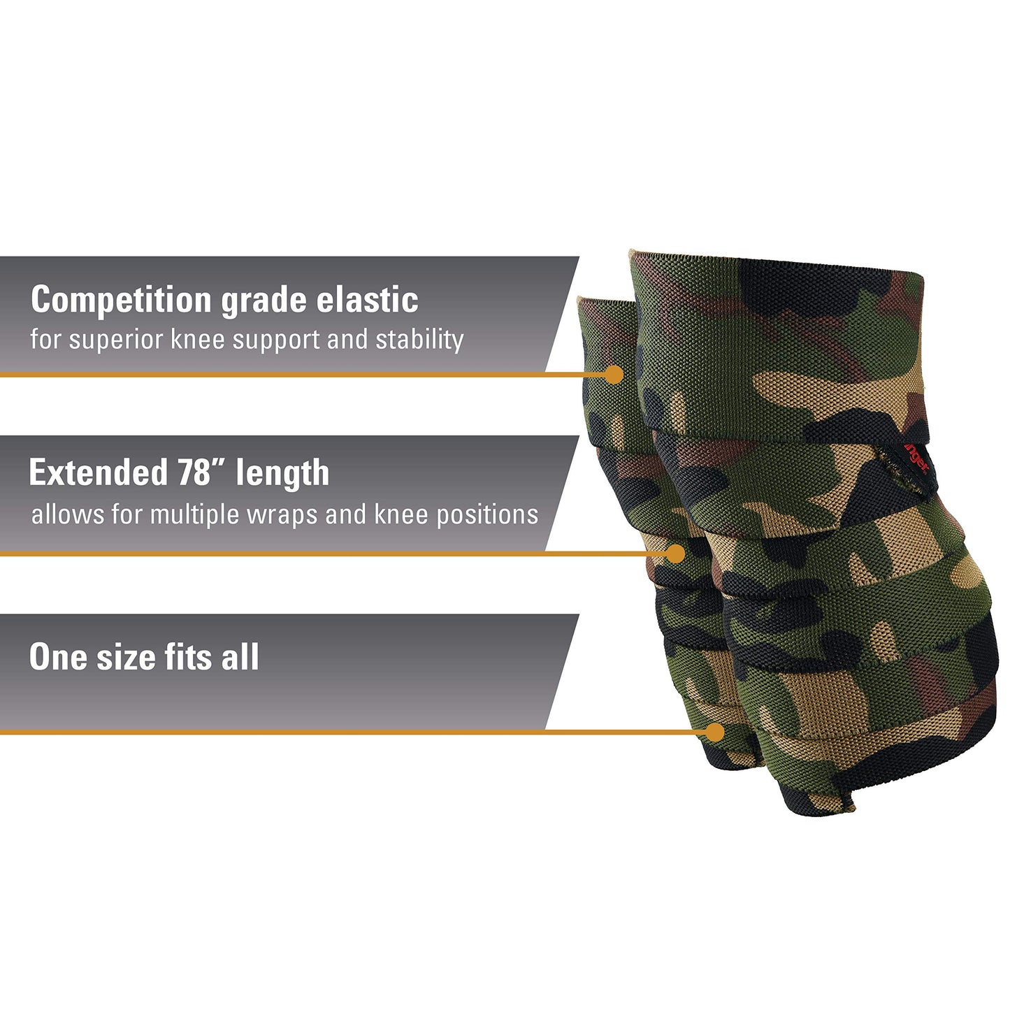 Harbinger Red Line 78-Inch Knee Wraps for Weightlifting (Pair), Camo