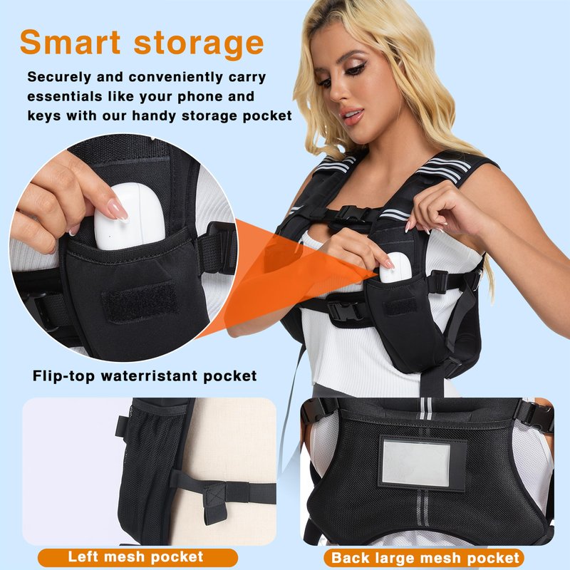 Weighted Vest, 12lbs/16lbs/20lbs/30lbs/40lbs Odorless, 6 Straps Size Adjustable for Woman Men, running, walking, Jogging, Workout Strength Training (Weight Not Adjustable)