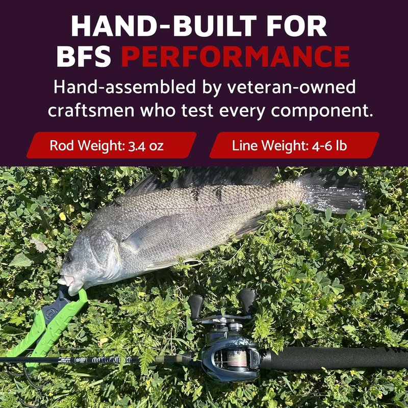 Ultra Light 7' Casting Rod - BFS Performance Fishing Pole with 40 Ton Graphite Blank & EVA Grip | Hand Assembled in USA