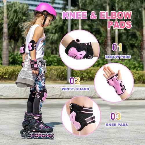 2PM SPORTS Pink S Inline Skates & Pink S Protective Gear Set