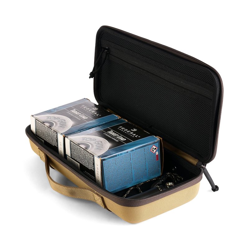 Plano Diverge Shotgun Accessory Case, Desert Tan, Small, Rigid Lightweight TOUGHSHELL EVA Gear Case with Quick Attach Straps and Mesh Pocket, Gun Accessories Storage for Hunting and More