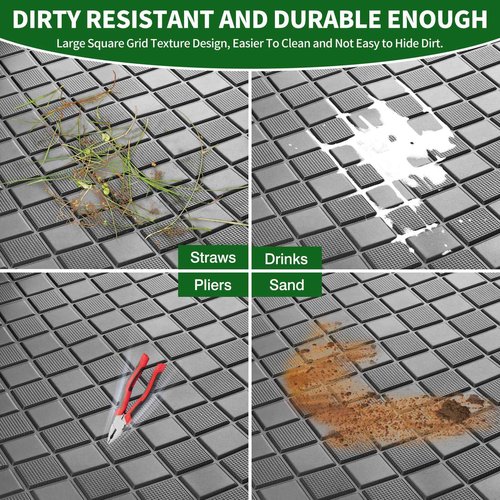 Cartalia Golf Cart Floor Liner Mat 8mm Thick Rubber Full Coverage Fit for Club Car DS 1982-2013 / Villager 1982-2018 Carts Heavy-Duty Non-Slip Front Feet Mats Replacement Easy to Clean - Black Trim