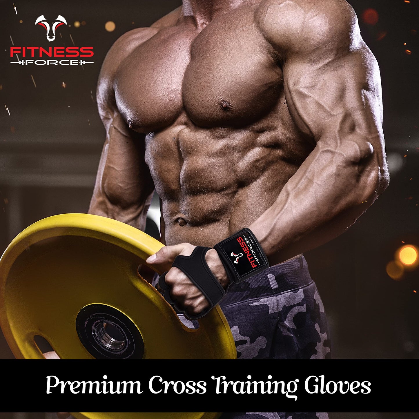 FITNESS FORCE Ventilated Gym Gloves for Men with Built-in Wrist Support for Workouts Weightlifting Gloves Workout Gloves for Women Exercise Fitness Gloves Perfect for Powerlifting, Cross Training