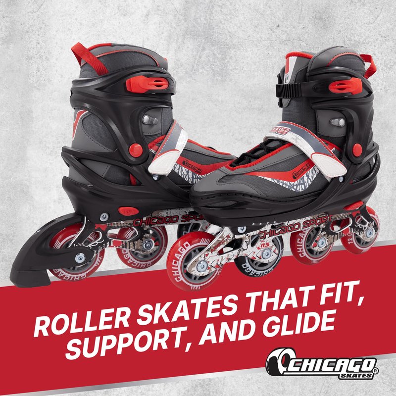Chicago Inline Roller Skates for Kids – Durable, Top Performance Indoor/Outdoor Use Roller Blades for Girls & Boys with Breathable High-Top Boots, 70mm Urethane Wheels & ABEC-3 Bearings