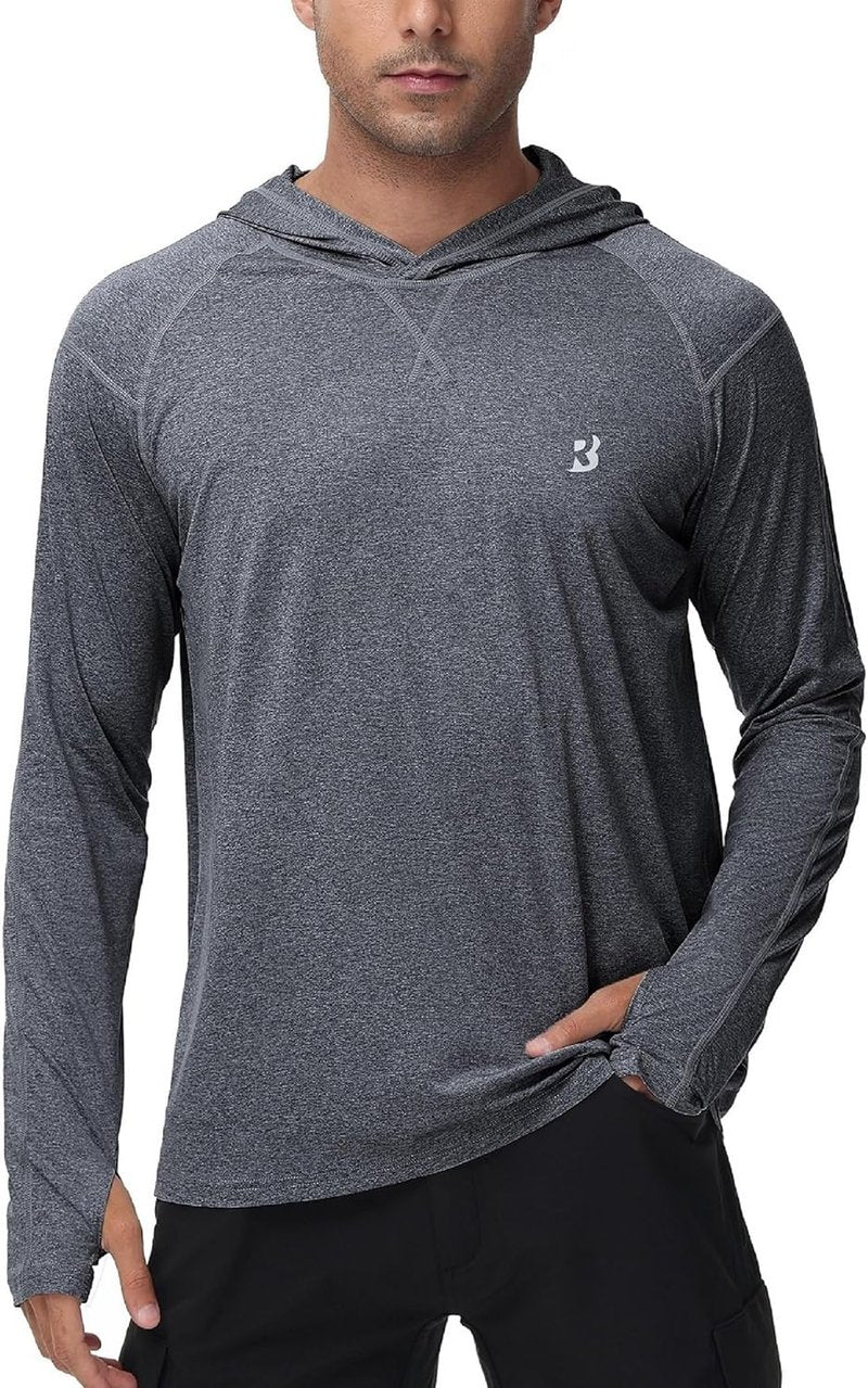 UPF 50+ Fishing Shirt for Men - Long Sleeve UV Sun Hoodie | Ideal for Hiking, Running, and Athletic Workouts