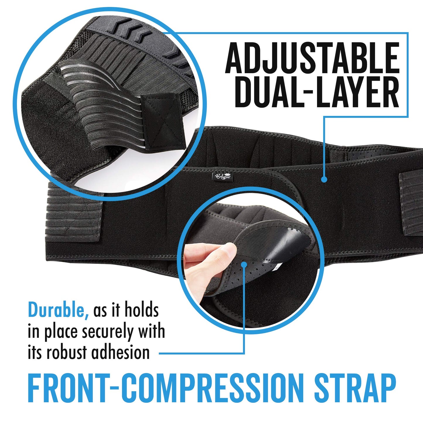 Bodyprox Lumbar Support Back Brace for Men and Women (Regular 28" - 50")