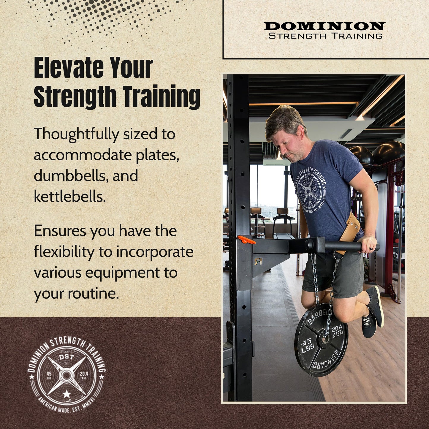 Dominion Strength Training Oiled Leather Heavy-Duty Leather Dip Belt with Steel Chain - Ultimate Accessory for Weighted Pullups, Dips, and Progressive Overload (Oiled Leather)