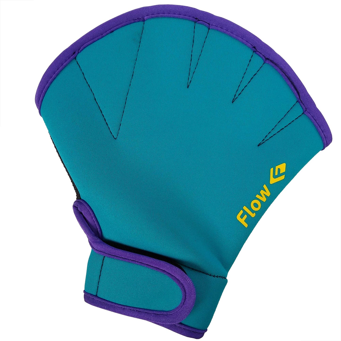 Flow Swimming Resistance Gloves - Webbed Gloves for Water Aerobics, Aquatic Fitness, and Swim Training (Aqua/Purple, Large)